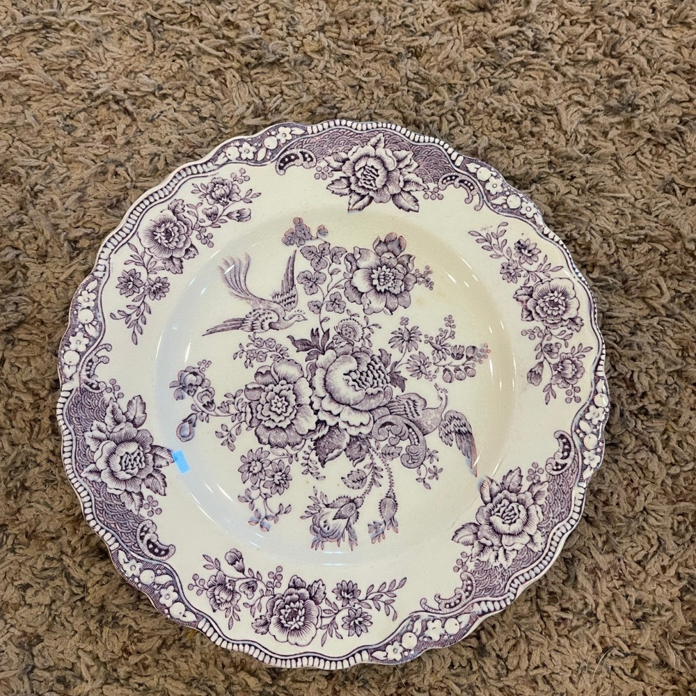 Vintage Crown Ducal Bristol Mulberry Purple Transferware Plate England 7.75"